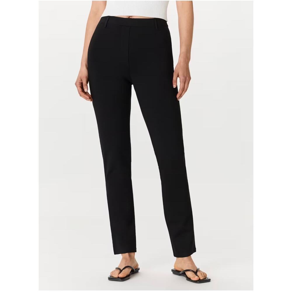 Quince Ultra Stretch Ponte Pants Straight Leg Black Pull On Workwear Minimalist